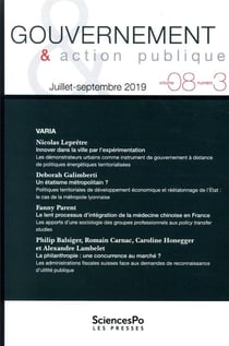 Revue gouvernement et action publique n.8/3 : juillet-septembre 2019