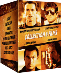 Arnold Schwarzenegger / Sylvester Stallone / Steven Seagal / Chuck Norris - Collection 8 films : Rocky + Cobra + Terminator + L'Effaceur + Delta Force + Portés disparus + Piège en haute mer + Piège à grande vitesse