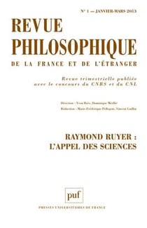 Revue philosophique de la France et de l'étranger n.138/1 : Raymond Ruyer
