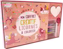 Mon coffret créatif : Licornes à colorier : Un livre de coloriage, 5 feutres et 3 pochoirs