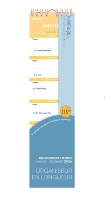 Calendrier hebdomadaire janvier-décembre : organiseur en longueur (édition 2026)