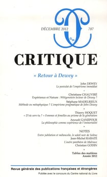 Revue Critique n.787 : retour à Dewey