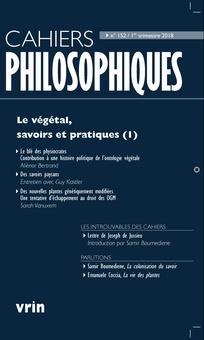 Cahiers philosophiques n.152 : le végétal, savoirs et pratiques Tome 1