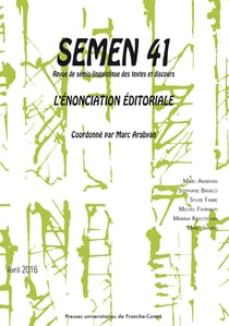 Semen, n° 41/avril 2016 : L'énonciation éditoriale