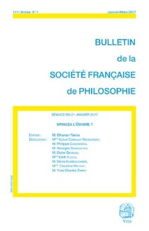 Bulletin de la Société française de philosophie n.111/1 : Spinoza, l'énigme ?