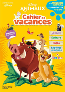 Disney animaux - cahier de vacances - de la MS à la GS (édition 2021)