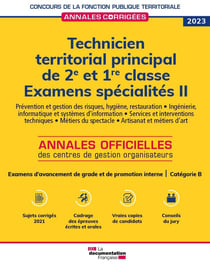 Technicien territorial principal de 2e et 1re classes 2023 spécialités II catégorie B
