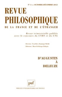 Revue philosophique de la France et de l'étranger n.137/4 : d'Augustin à Deleuze