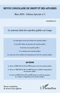 REVUE CONGOLAISE DE DROIT ET DES AFFAIRES n.1 : le nouveau droit des marchés publics au Congo