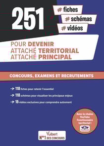 251 fiches, schémas et vidéos pour devenir attaché territorial, attaché principal : Concours, examens et recrutements. Toutes les connaissances attendues en un clin d'oeil