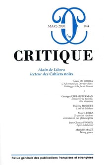 Revue Critique n.874 : Alain de Libera, lecteur des Cahiers noirs