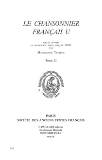 Le chansonnier français U t.2 et dernier