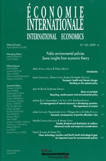 Economie internationale n.120 - public environmental polices : some insights from economic theory