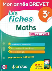 Mon année brevet : les fiches mathématiques - 3e (édition 2023)