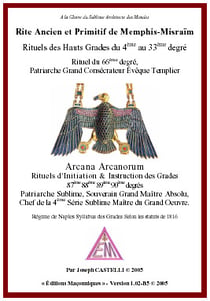 Rite ancien et primitif de memphis-misraim - rituels du 4ème au 90ème degré