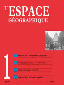 L'ESPACE GEOGRAPHIQUE n.1 (édition 2020)