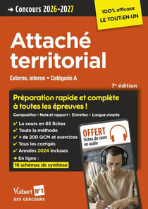 Concours Attaché territorial 2026-2027 - 100% efficace : Externe, interne - Catégorie A