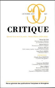 Revue Critique n.845 : quand il est mort le poète : Michel Butor (1926-2016)