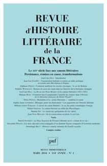 REVUE D'HISTOIRE LITTERAIRE DE LA FRANCE n.2014/1 : le XIXe siècle face aux canons littéraire
