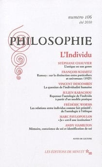 Revue Philosophie n.106 : l'individu