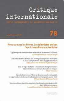Revue critique internationale n.78 : avec ou sans les Frères - les islamistes arabes face à la résilience autoritaire