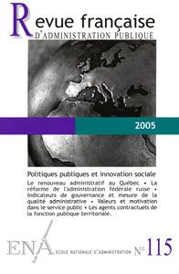 Revue française d'administration publique n.115 : politiques publiques et innovations sociales