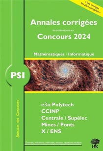 Annales des concours : 2024  : Mathématiques et informatique : PSI - Concours e3a ccinp mines centrale polytech