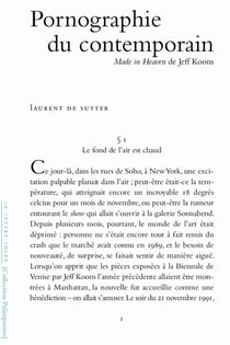 Pornographie du contemporain, made in heaven de Jeff Koons