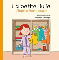 La petite julie s'habille toute seule