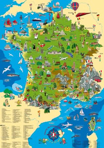 La carte de france illustree 100 x 70 cm