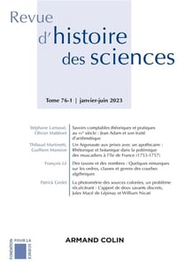 Revue d'histoire des sciences n.76/1 : janvier-juin 2023