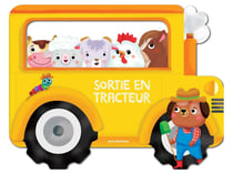 Sortie en tracteur : Livre tout-carton avec poignée et formes découpées