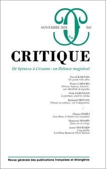 Revue Critique n.930 : De Spinoza à Cézanne : Un Deleuze magistral