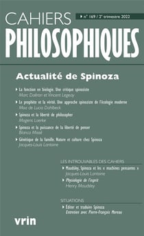 Cahiers philosophiques n.169 : actualité de Spinoza