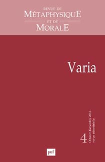 Revue de métaphysique et de morale n.4 : varia (édition 2016)