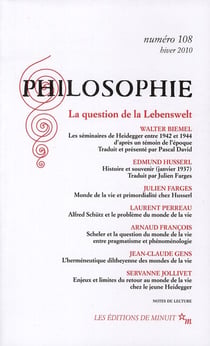 Revue Philosophie n.108 : la question de la Lebenswelt