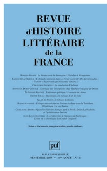 REVUE D'HISTOIRE LITTERAIRE DE LA FRANCE n.2009/3