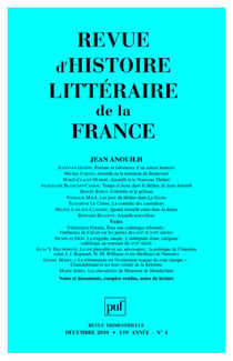 REVUE D'HISTOIRE LITTERAIRE DE LA FRANCE n.2010/4 : Jean Anouilh