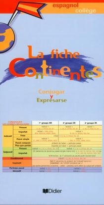 Continentes collège LV2 -Fiches mémento de révisions : Continentes collège 1re et 2e année LV2 fiches plastifiées