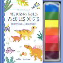 Mes dessins faciles avec les doigts - Découvrons les dinosaures : Nouvelle édition, avec une palette de 7 couleurs intégrée !
