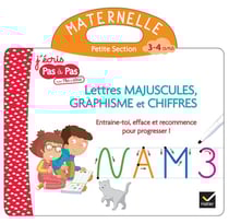 Livre ardoise lettres majuscules, graphisme et chiffres - PS