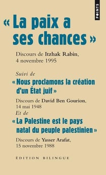 "la paix à ses chances" - "nous proclamons la création d'un Etat juif" - "la Palestine est le pays natal du peuple palestinien"