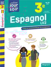 Cahier du jour / cahier du soir : espagnol - 3e - LV2