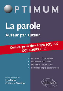 La parole : auteur par auteur : culture générale : prépas ECE/ECS concours (édition 2017)