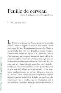 Feuille de cerveau : autour de quelques oeuvres de Guiseppe Penone