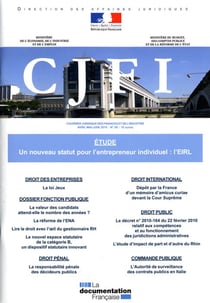 COURRIER JURIDIQUE DES FINANCES ET DE L'INDUSTRIE Tome 60 : un nouveau statut pour l'entrepreneur individuel : l'EIRL