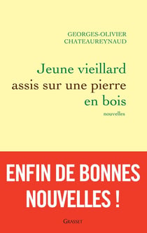 Jeune vieillard assis sur une pierre en bois