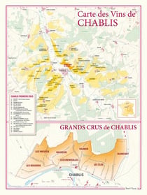 Carte des vins de Chablis et des grands crus de Chablis