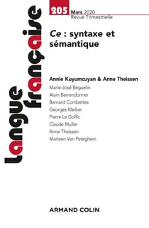 Langue française Nº205 1/2020 Ce : syntaxe et sémantique