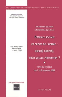 Réseaux sociaux et droits de l'homme : quel(s) droit(s), pour quelle protection ? : actes du colloque des 7 et 8 décembre 2022
